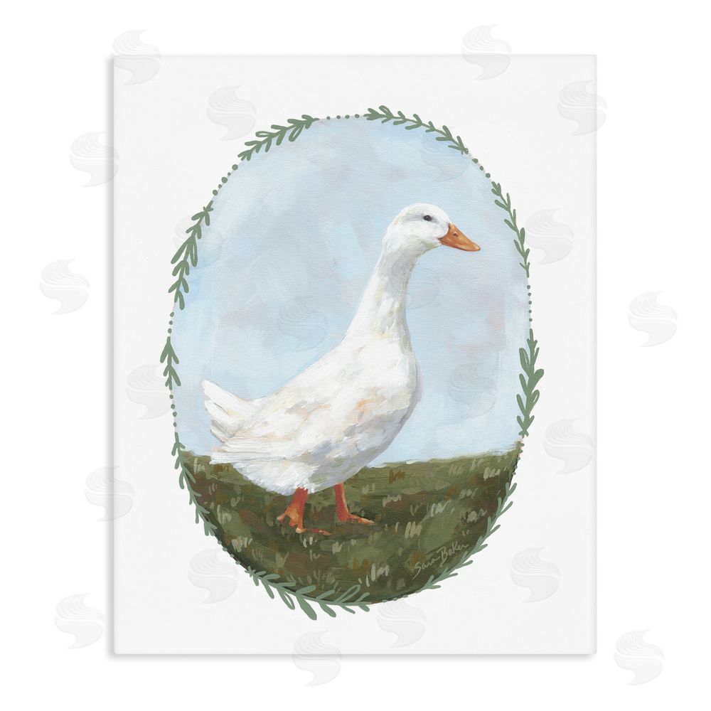 Sara Baker Gentle Duck in Meadow Stretched Canvas Wall Art