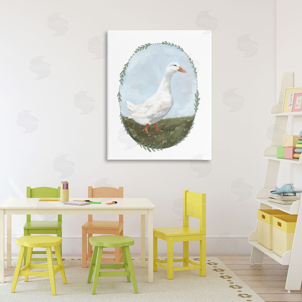 Sara Baker Gentle Duck in Meadow Stretched Canvas Wall Art in Room