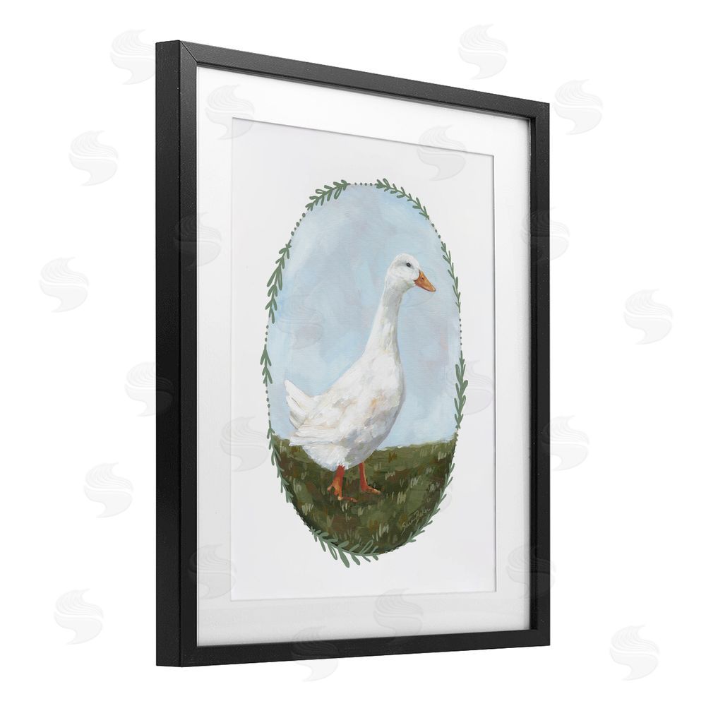 Sara Baker Gentle Duck in Meadow Black Framed Print Under Glass Wall Art