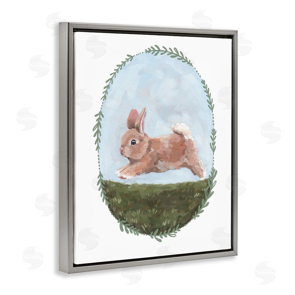 Sara Baker The Goodness of Spring Gray Floating Frame Canvas Wall Art Print