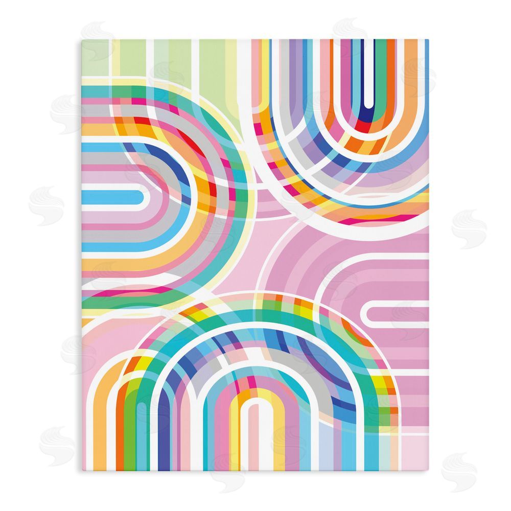 Amber Sterling Bright Playful Rainbow Arches Stretched Canvas Wall Art Print