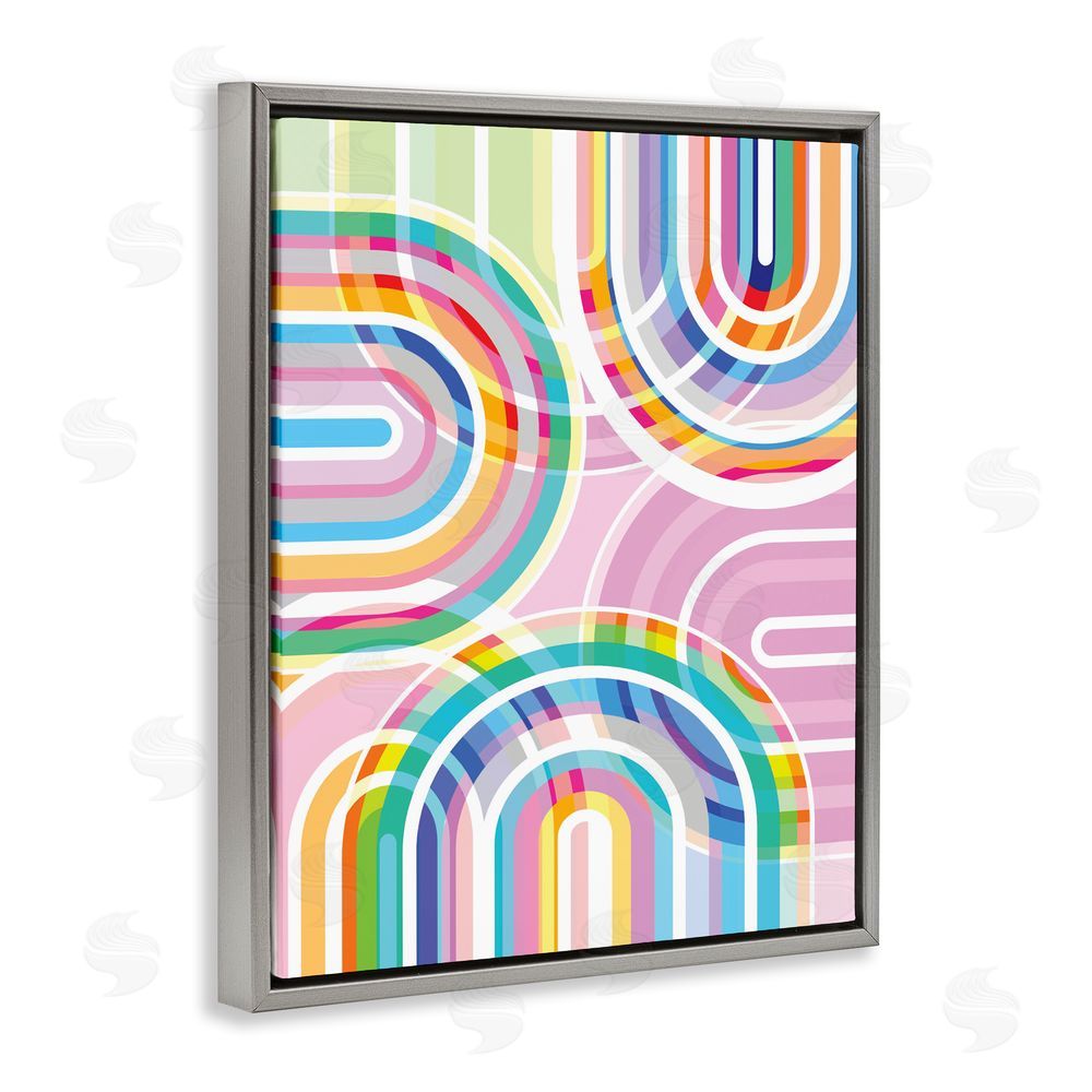 Amber Sterling Bright Playful Rainbow Arches Gray Floating Frame Stretched Canvas Wall Art Print