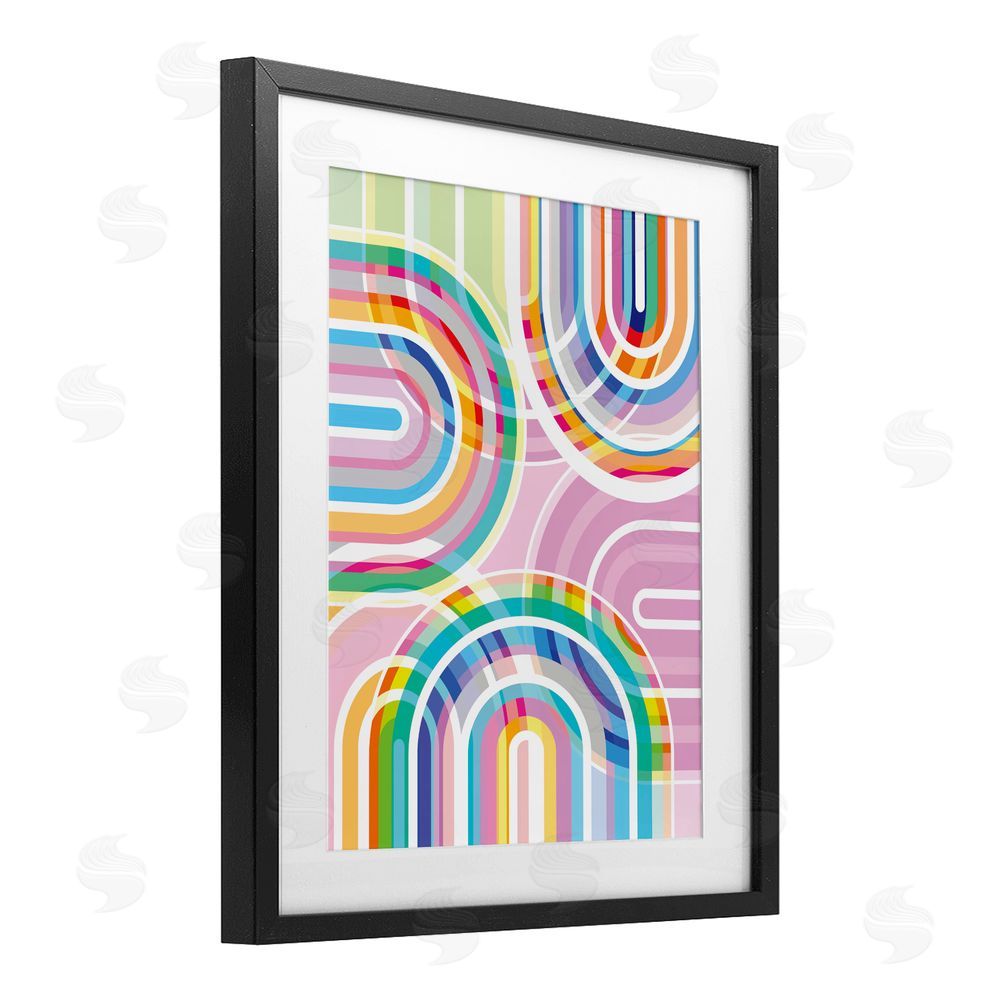 Amber Sterling Bright Playful Rainbow Arches Black Framed Print Under Glass with Matting Wall Art