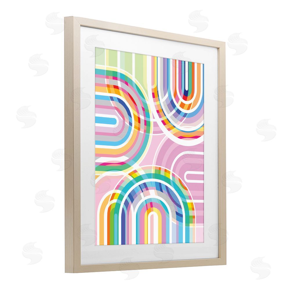 Amber Sterling Bright Playful Rainbow Arches Brown Framed Print Under Glass with Matting Wall Art