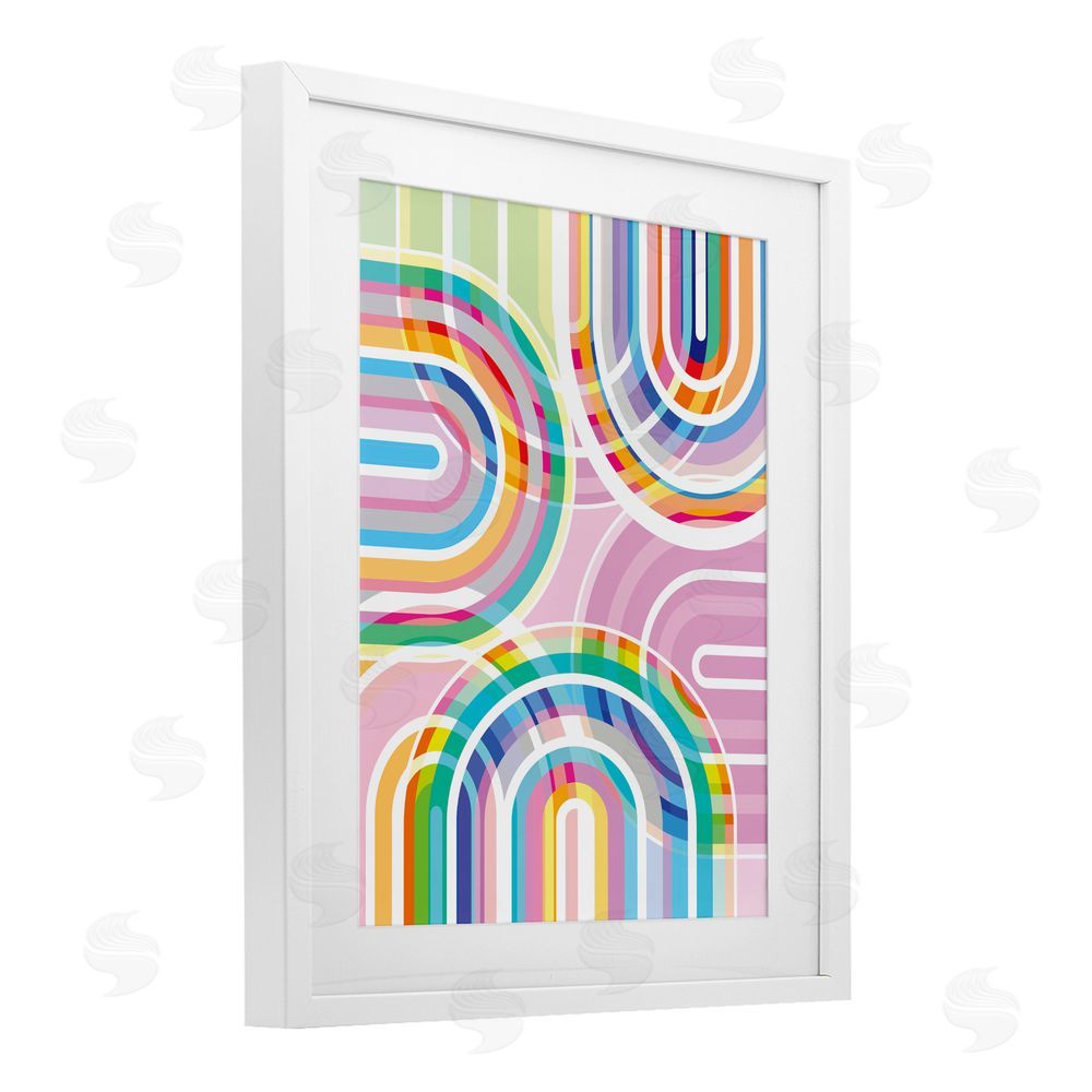 Amber Sterling Bright Playful Rainbow Arches White Framed Print Under Glass with Matting Wall Art
