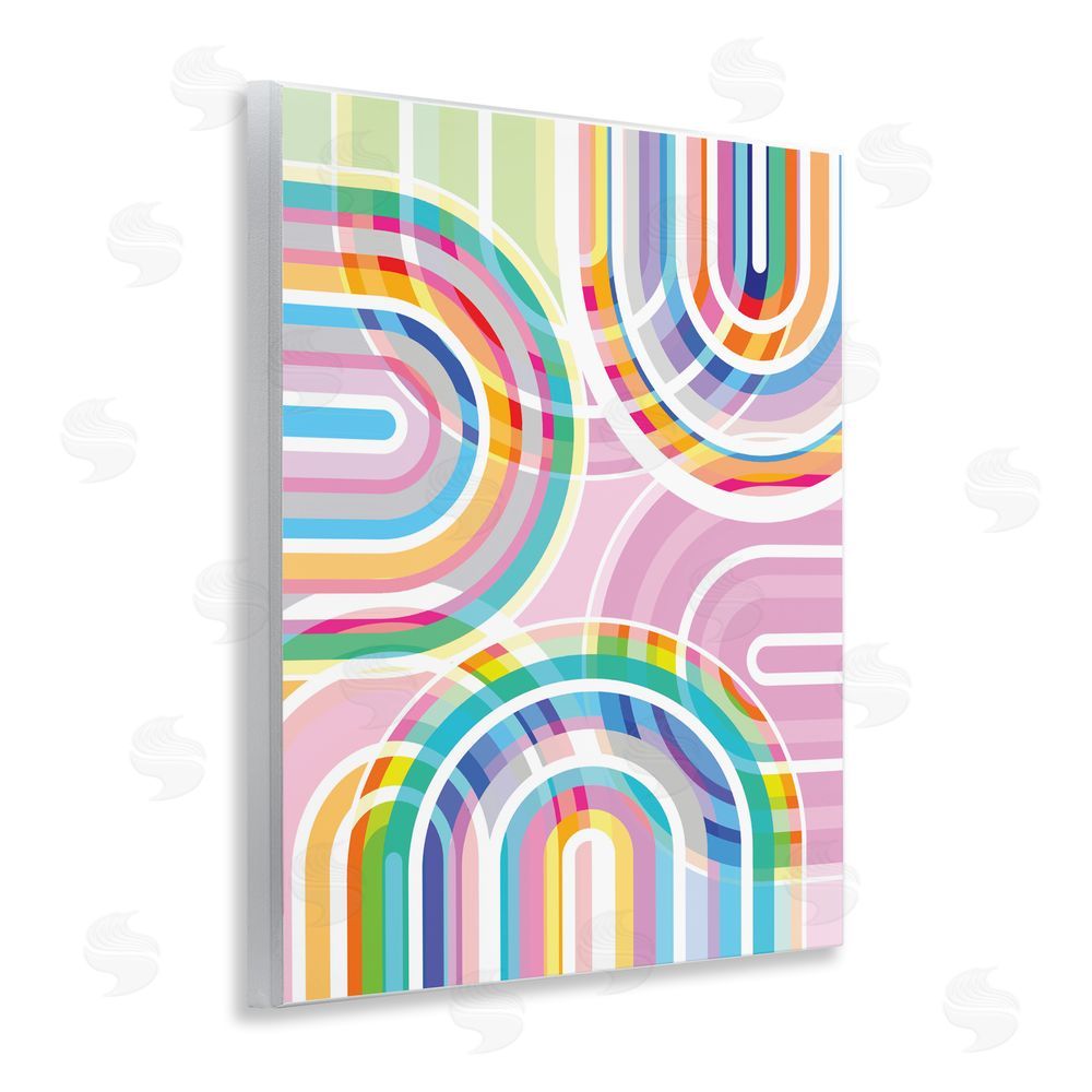 Amber Sterling Bright Playful Rainbow Arches Wall Plaque Art Print with White Foil Wrap