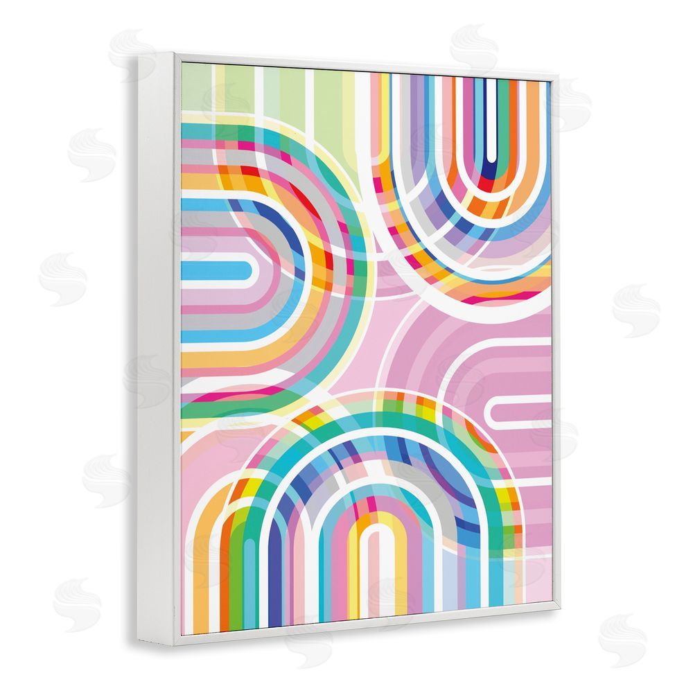Amber Sterling Bright Playful Rainbow Arches White Framed Giclee Wall Art Print