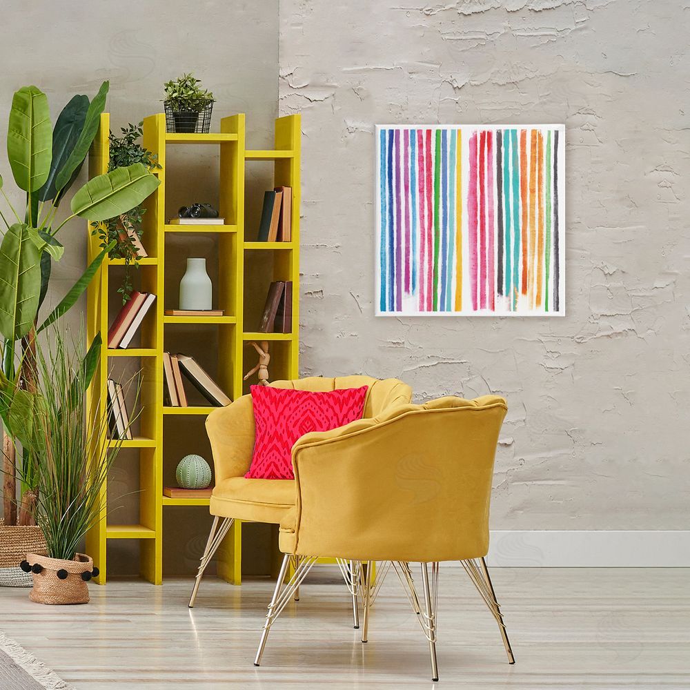 Amber Sterling Colorful Vertical Stripes Stretched Canvas Wall Art in Room