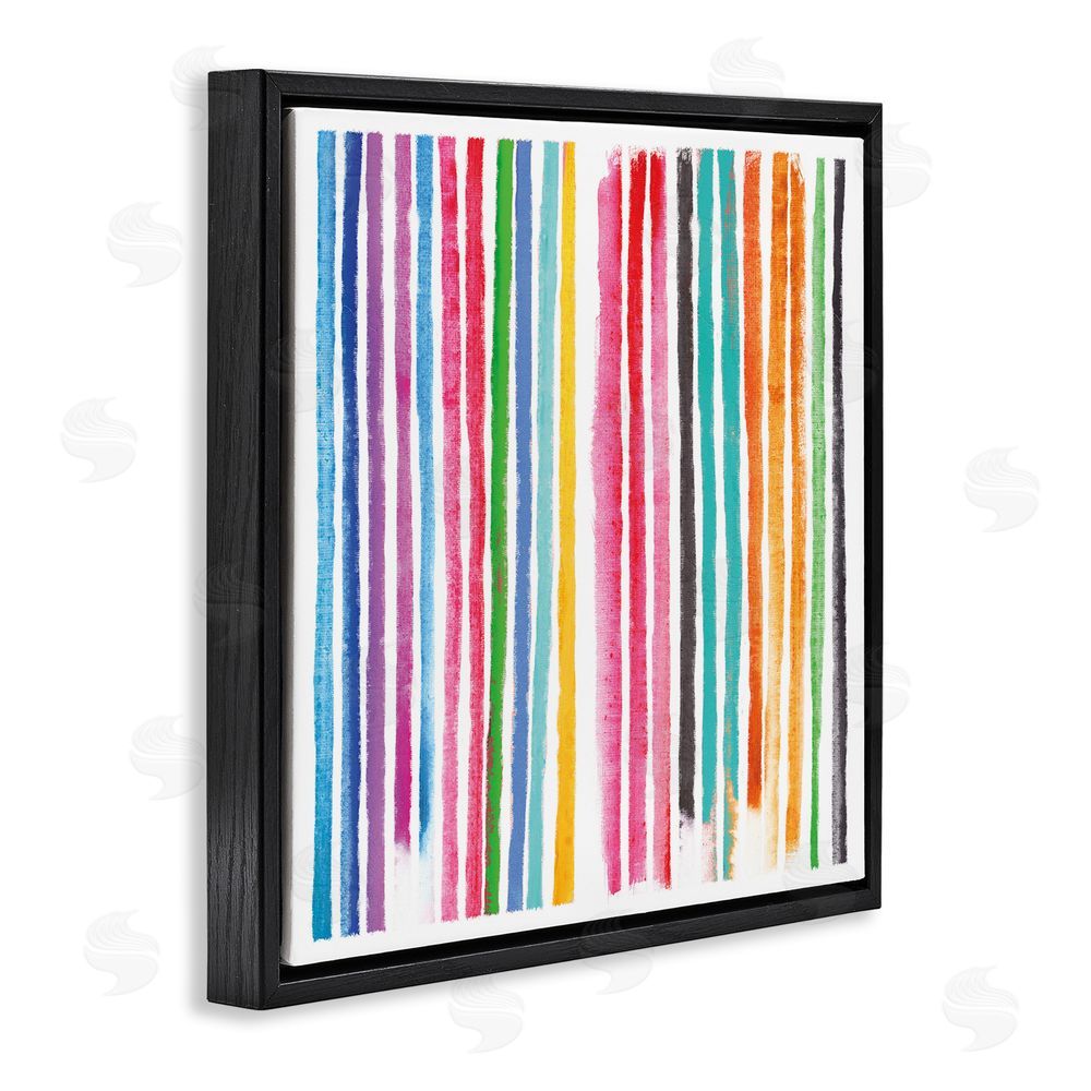 Amber Sterling Colorful Vertical Stripes Black Floating Frame Canvas Wall Art Print