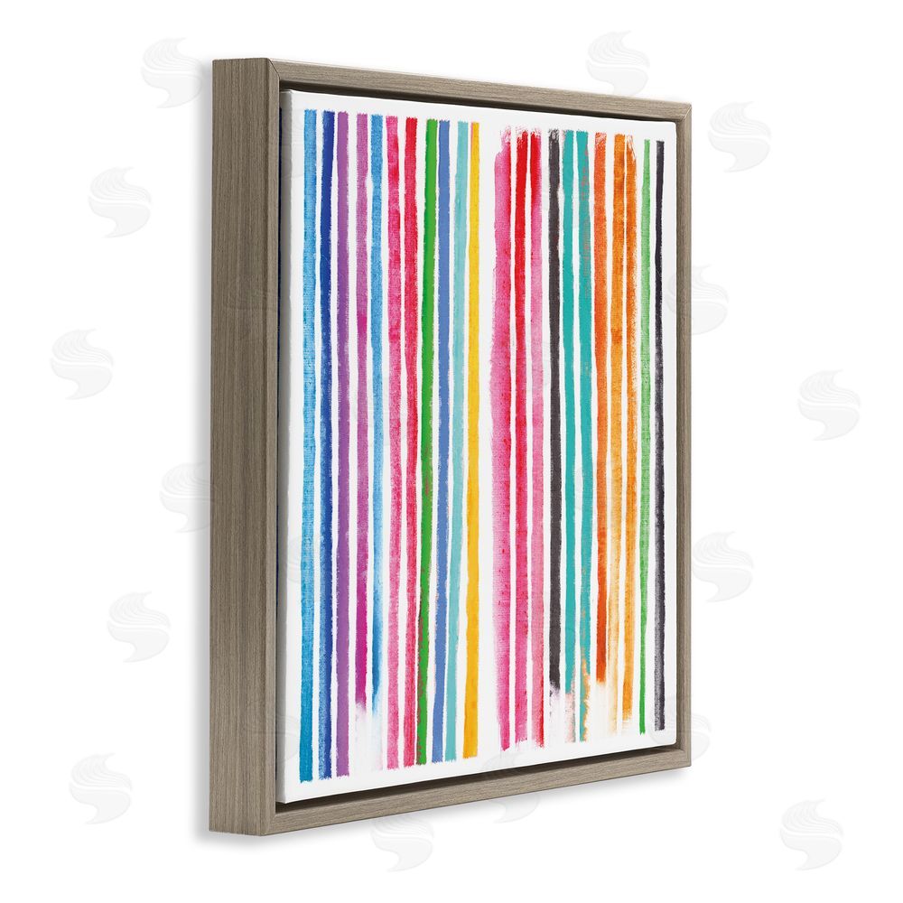 Amber Sterling Colorful Vertical Stripes Brown Floating Frame Canvas Wall Art Print