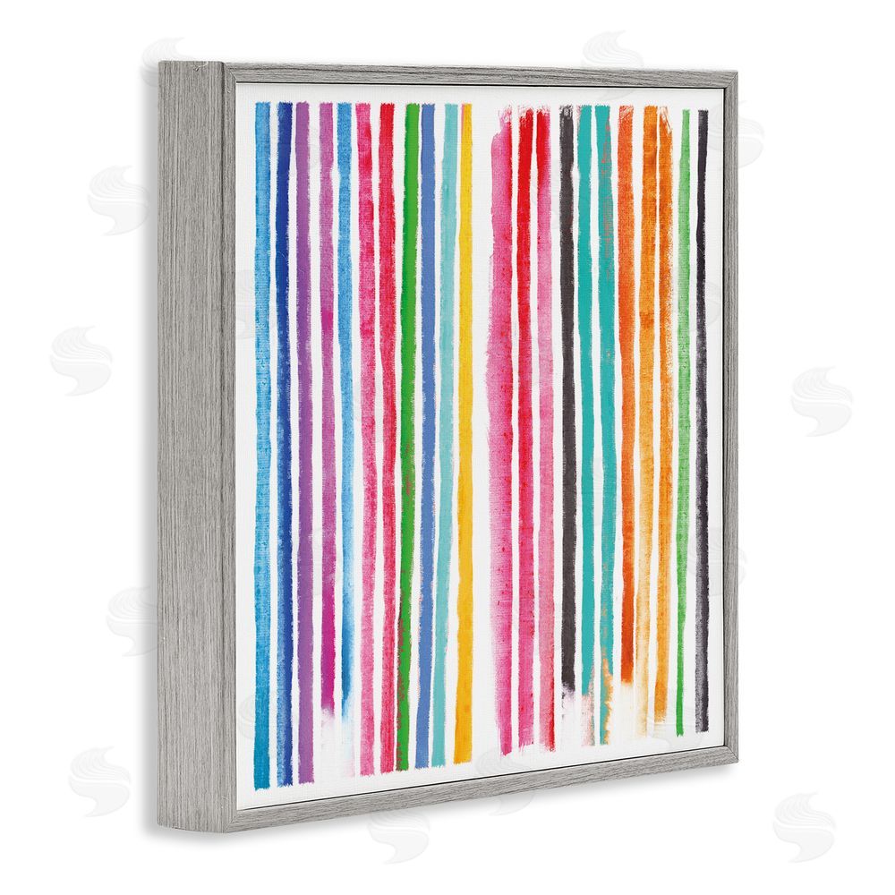 Amber Sterling Colorful Vertical Stripes Gray Framed Giclee Wall Art Print