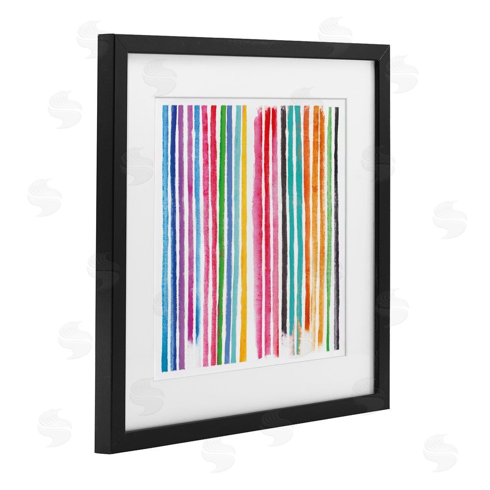 Amber Sterling Colorful Vertical Stripes Black Framed Print Under Glass Wall Art