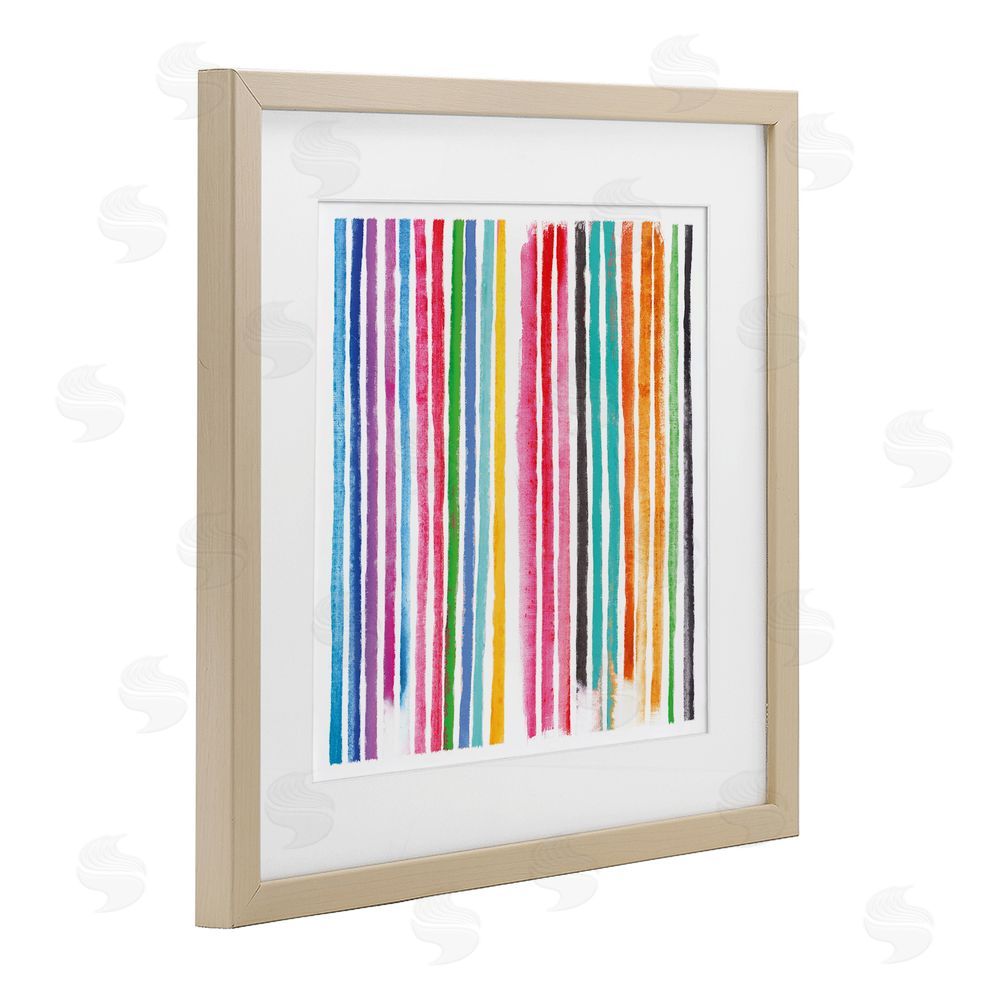 Amber Sterling Colorful Vertical Stripes Brown Framed Print Under Glass Wall Art