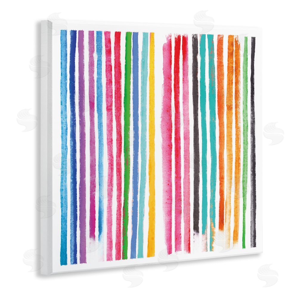 Amber Sterling Colorful Vertical Stripes Wall Plaque with Fixed Lithograph Print