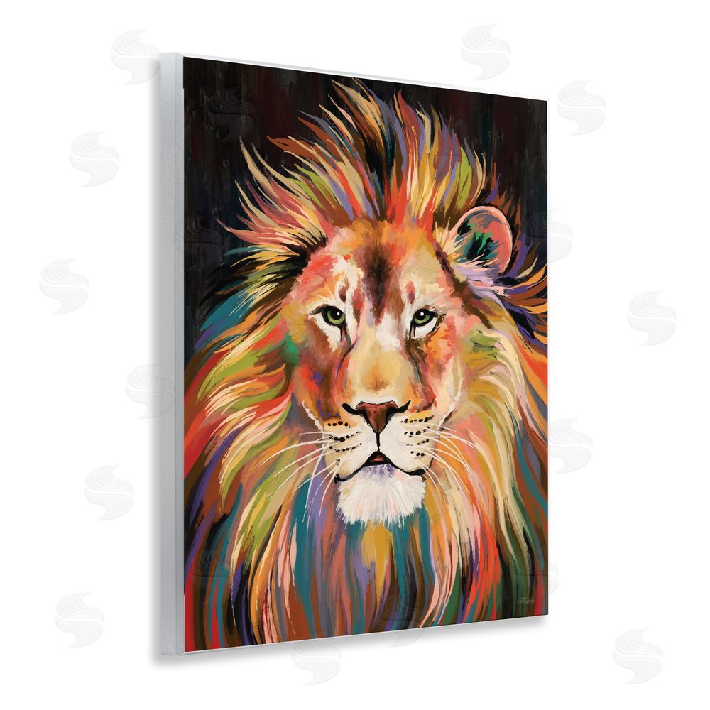 Cat Thurman Designs Vibrant Majestic Rainbow Lion Wall Plaque Printed Art