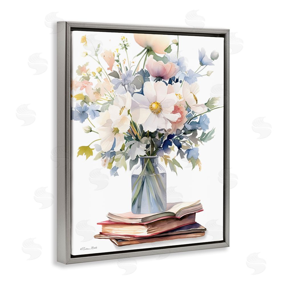 Susan Ball A Story In Bloom Gray Floating Frame Canvas Wall Art Print