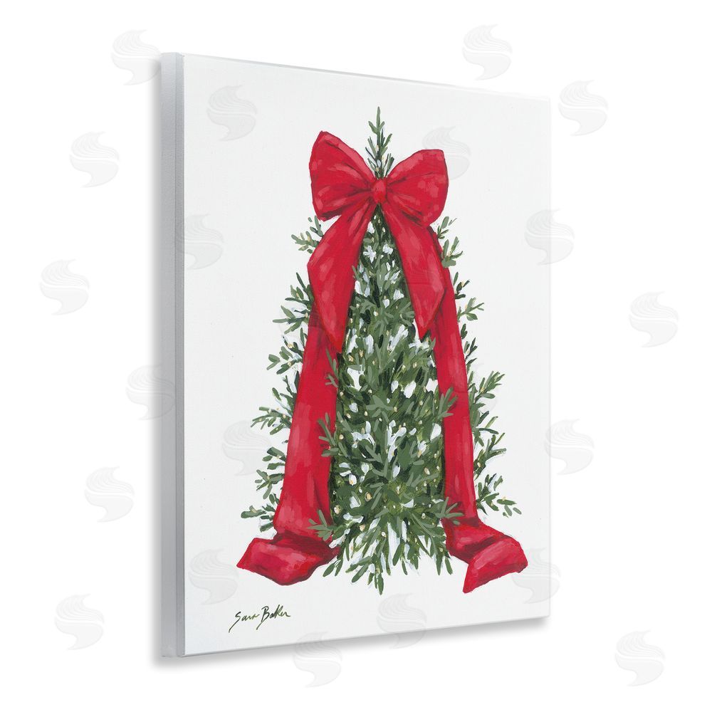 Sara Baker Festive Greenery with Ribbon Wall Plaque Art Print