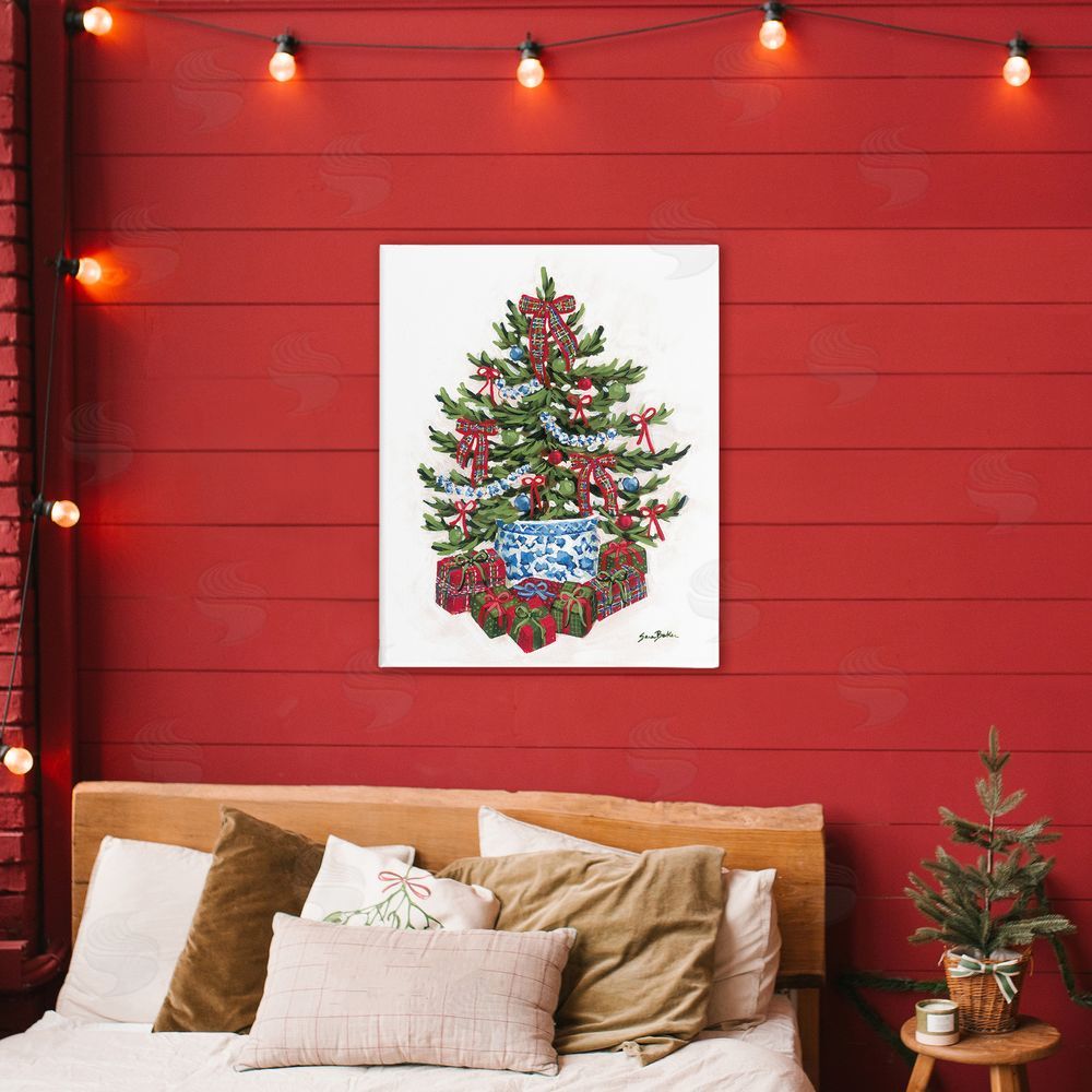 Sara Baker Festive Celebration Tree Printed Wall Art in Room