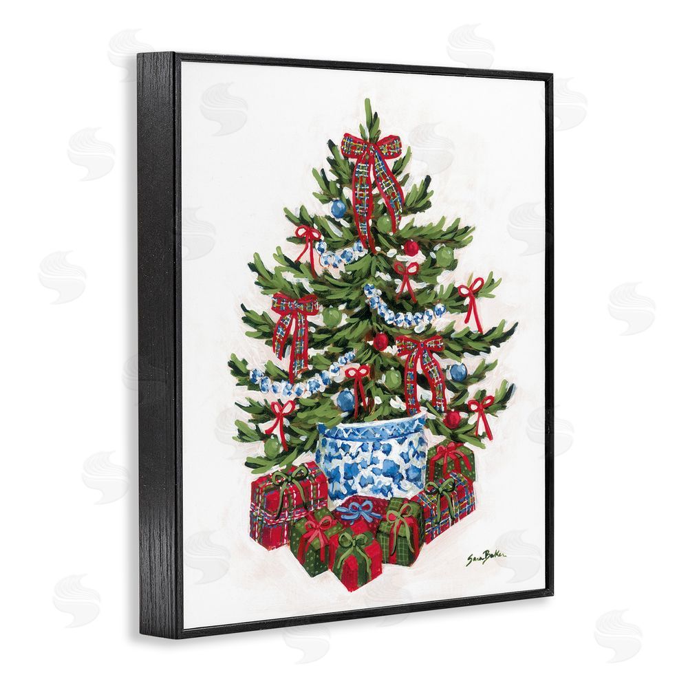 Sara Baker Festive Celebration Tree Black Framed Giclee Art Print