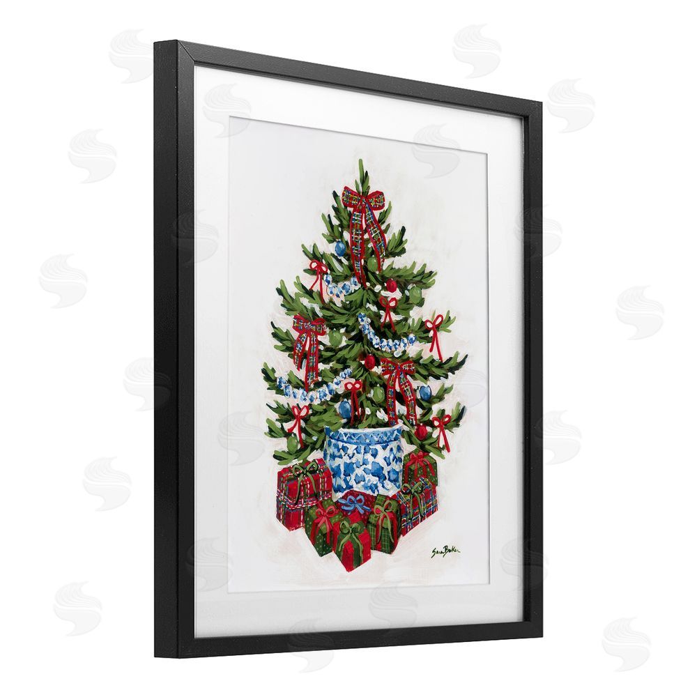 Sara Baker Festive Celebration Tree Black Framed Print Under Glass Art