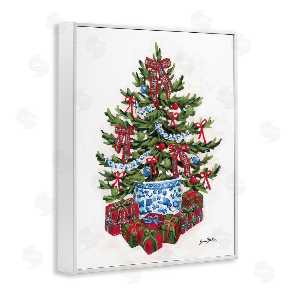 Sara Baker Festive Celebration Tree White Frame Giclee Art Print