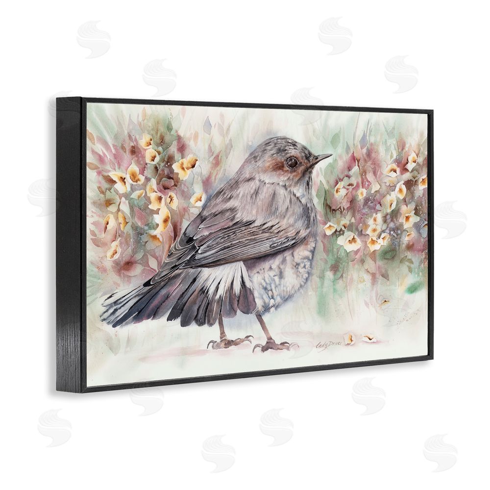 Cady Driver Peaceful Spring Bird & Flowers Black Framed Giclee Wall Art Print