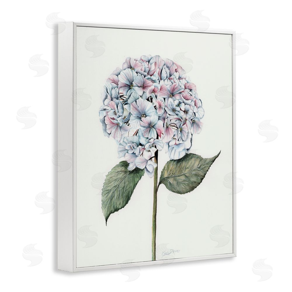 Cady Driver Round Hydrangea Bulb White Framed Giclee Wall Art Print