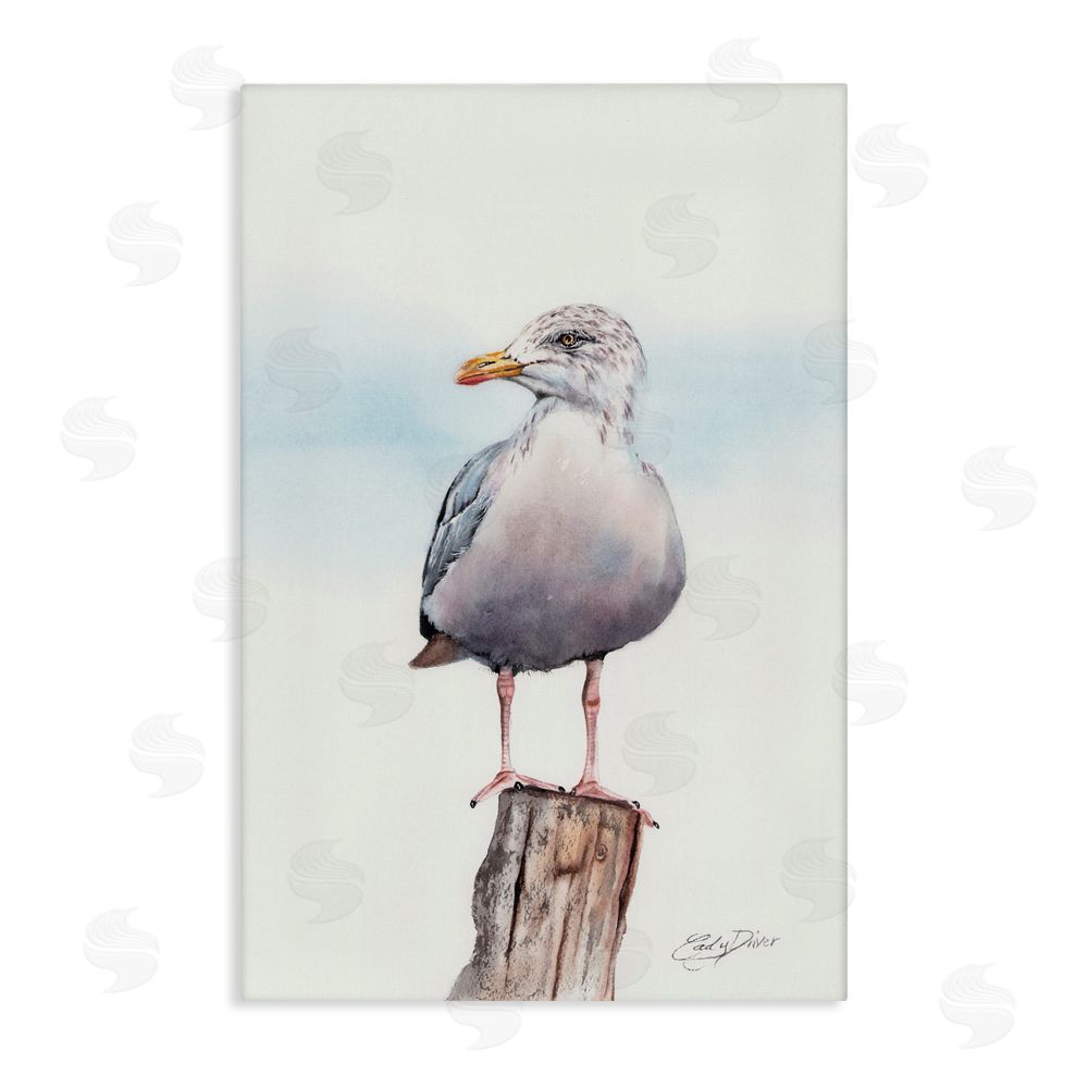 Cady Driver Seaside Seagull Perch Canvas Wall Art Print