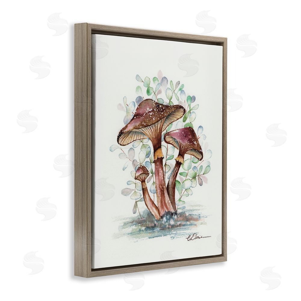 Cady Driver Earthy Fungi Mushrooms Brown Floating Frame Canvas Wall Art Print