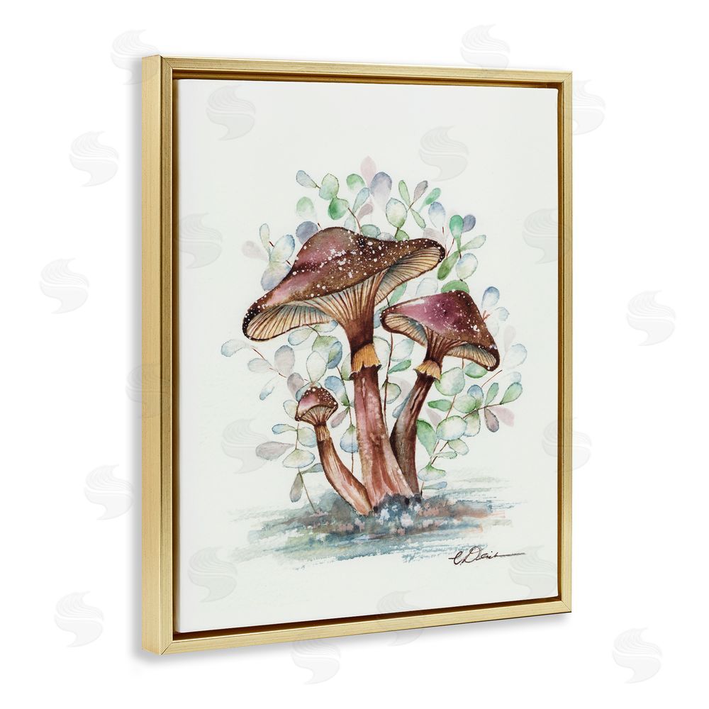 Cady Driver Earthy Fungi Mushrooms Gold Floating Frame Canvas Wall Art Print