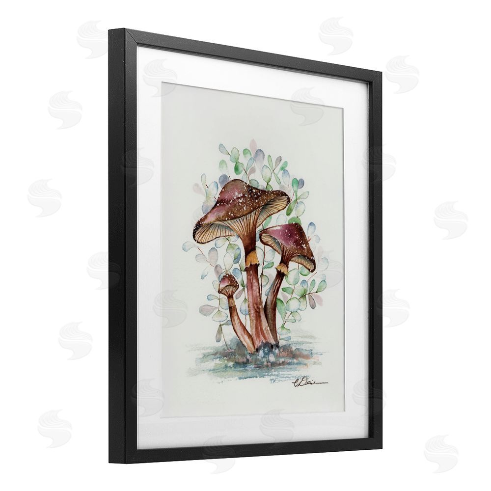 Cady Driver Earthy Fungi Mushrooms Black Framed Print Under Glass with White Mat Wall Art