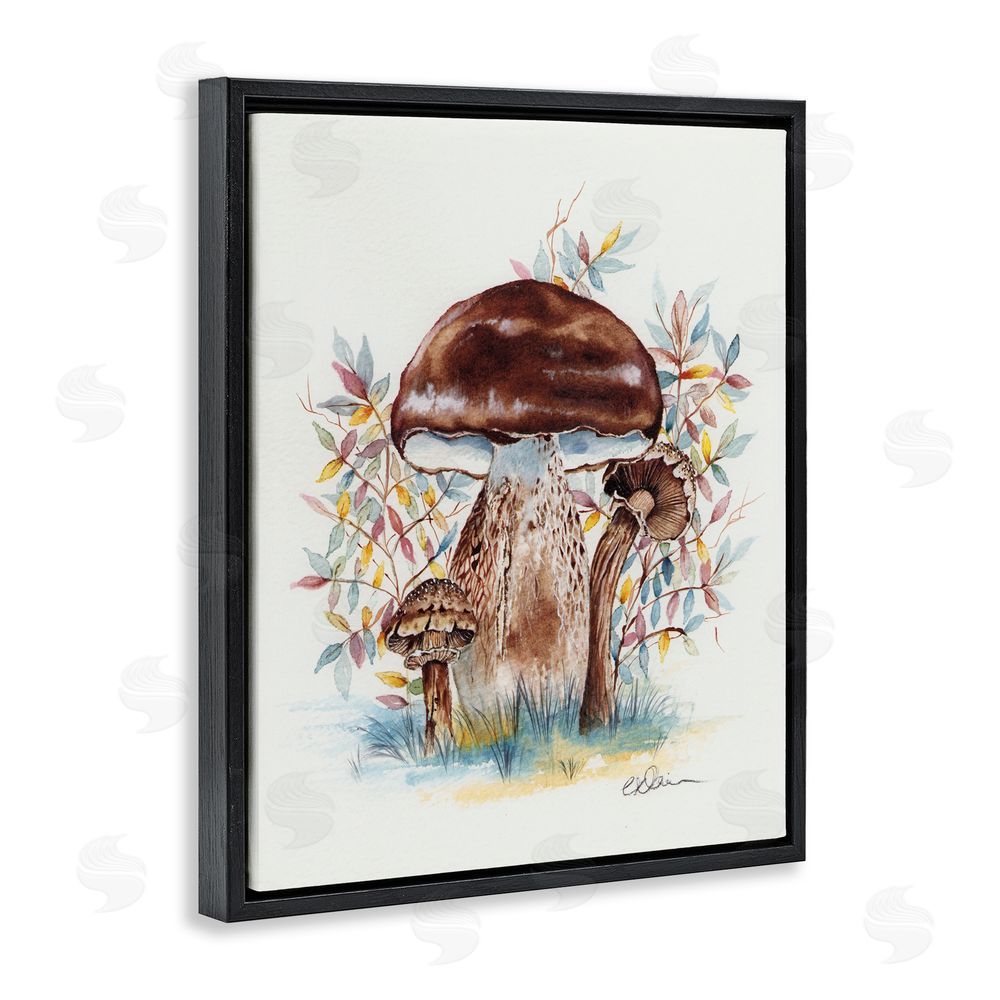 Cady Driver Woodland Mushrooms Triplet Black Floating Frame Canvas Wall Art Print
