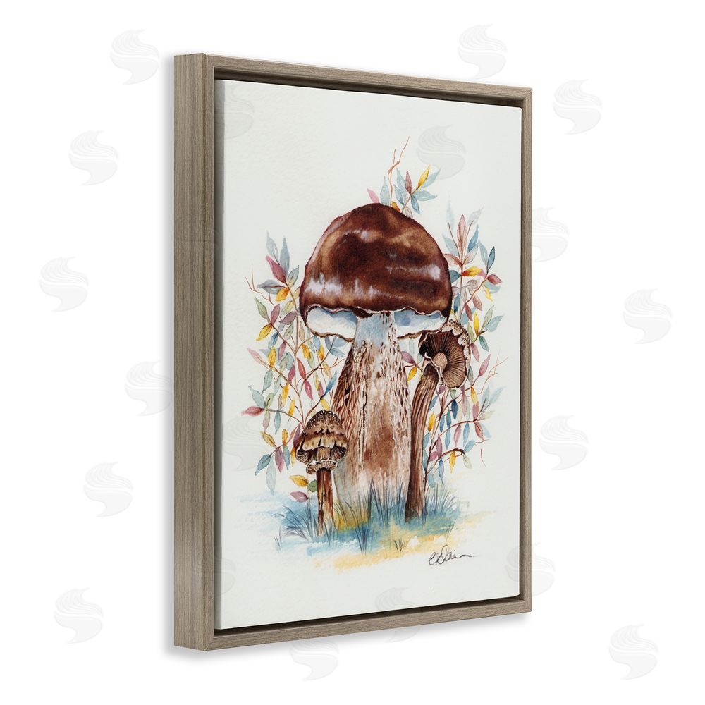 Cady Driver Woodland Mushrooms Triplet Brown Floating Frame Canvas Wall Art Print