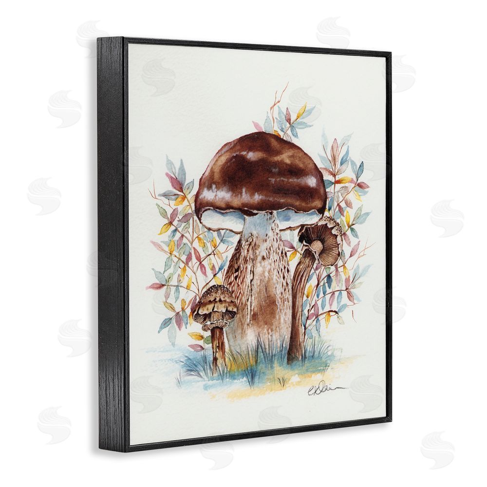 Cady Driver Woodland Mushrooms Triplet Black Framed Giclee Wall Art Print