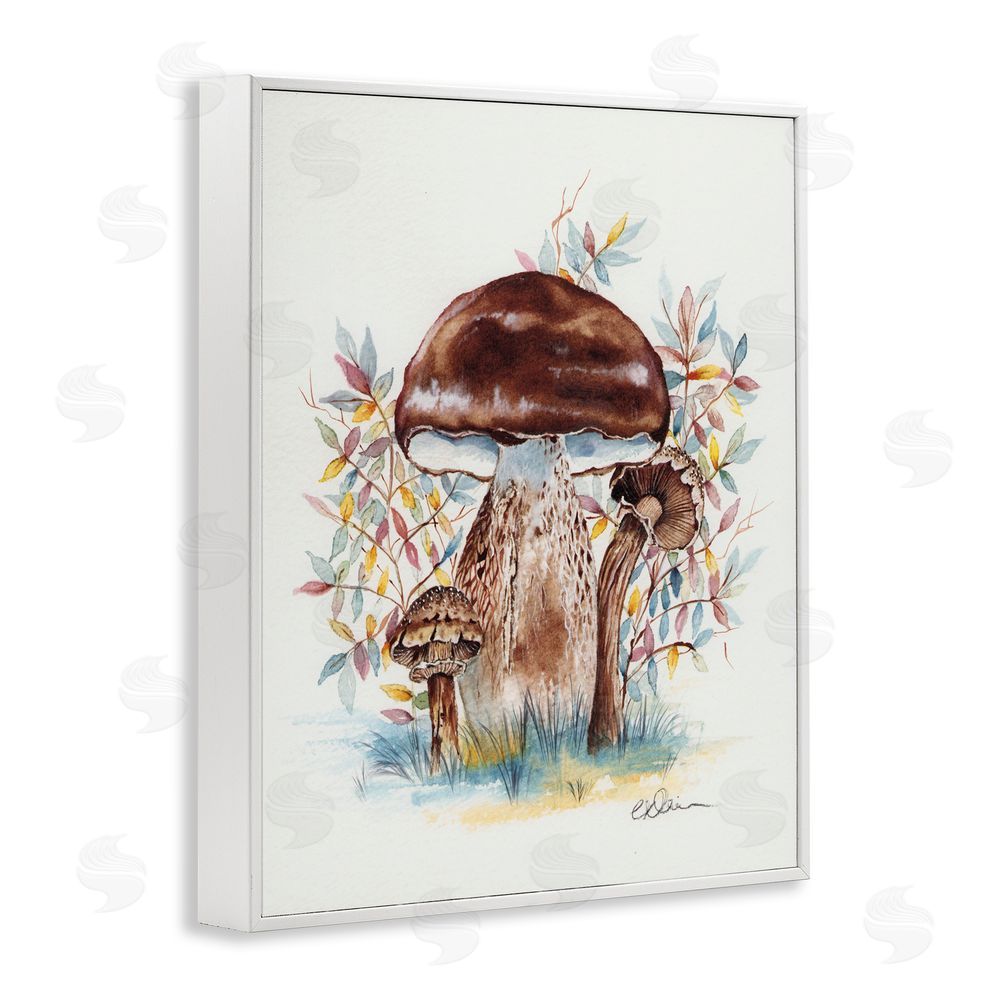 Cady Driver Woodland Mushrooms Triplet White Framed Giclee Wall Art Print