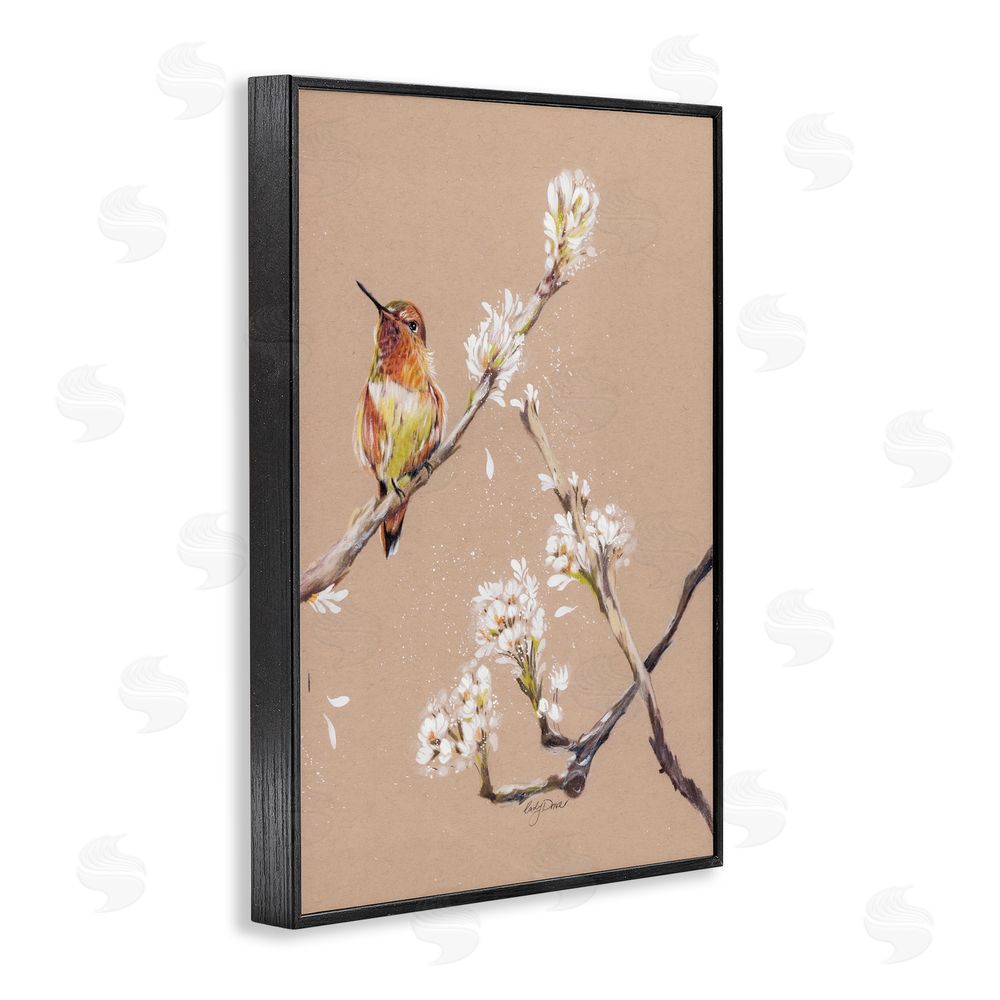 Cady Driver Resting Hummingbird on Branch Black Framed Giclee Wall Art Print