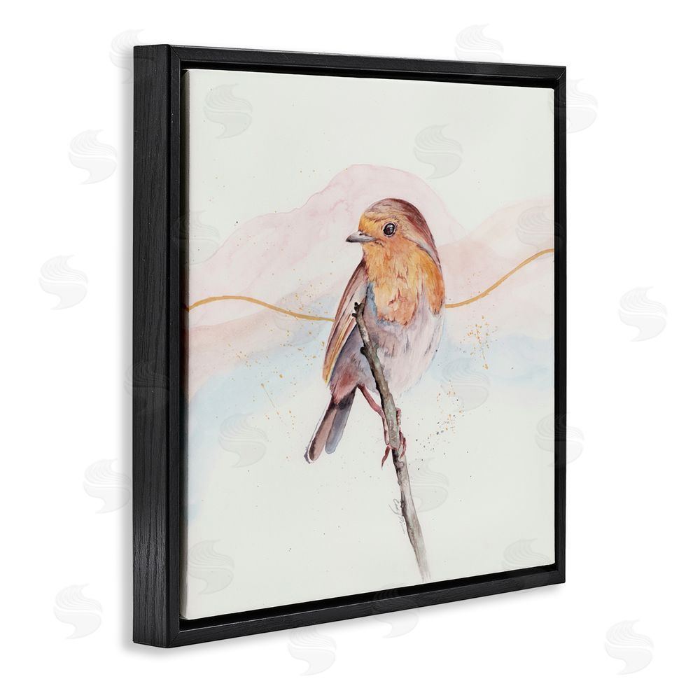 Cady Driver Songbird Perched Subtlety Black Floating Frame Canvas Wall Art Print