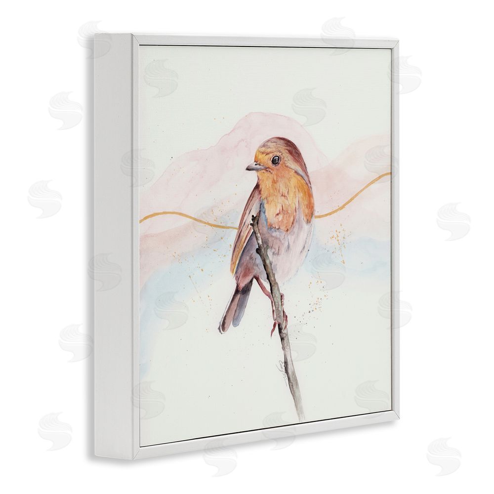 Cady Driver Songbird Perched Subtlety White Framed Giclee Wall Art Print