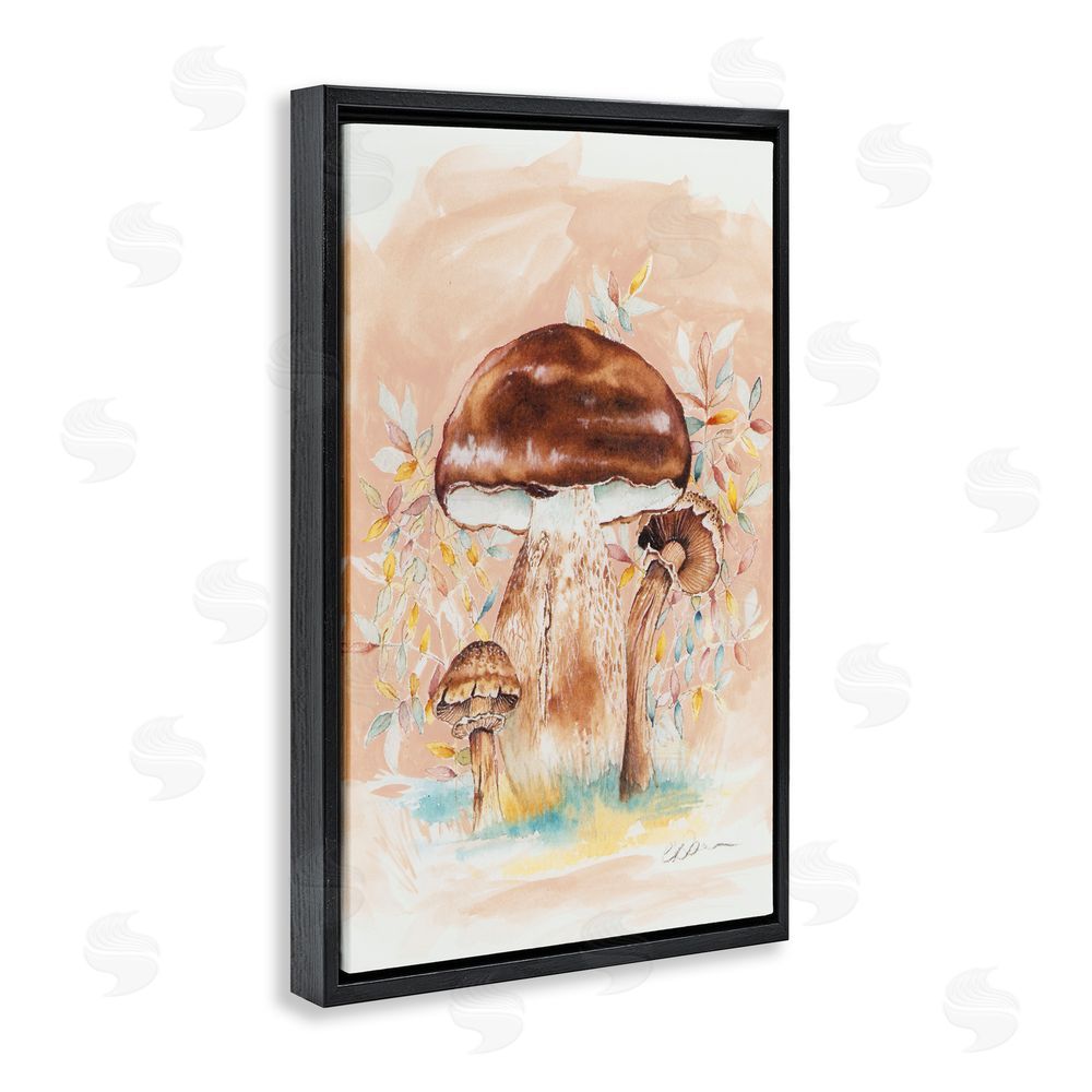 Cady Driver Brown Earthy Mushroom Trio Black Floating Frame Canvas Wall Art Print