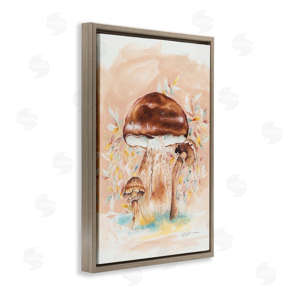 Cady Driver Brown Earthy Mushroom Trio Brown Floating Frame Canvas Wall Art Print