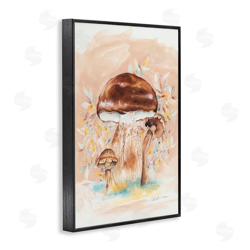 Cady Driver Brown Earthy Mushroom Trio Black Framed Giclee Wall Art Print