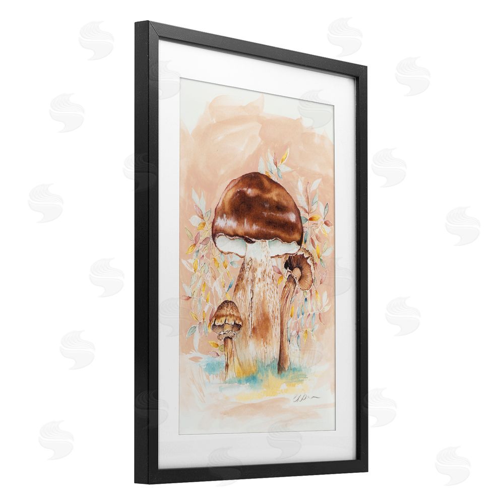 Cady Driver Brown Earthy Mushroom Trio Black Framed Print Under Glass with White Mat Wall Art