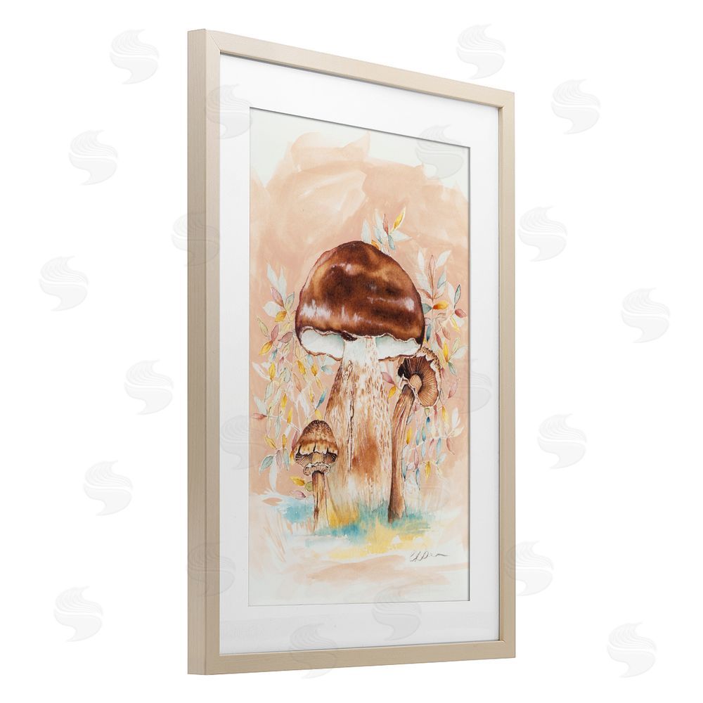 Cady Driver Brown Earthy Mushroom Trio Birch Framed Print Under Glass with White Mat Wall Art