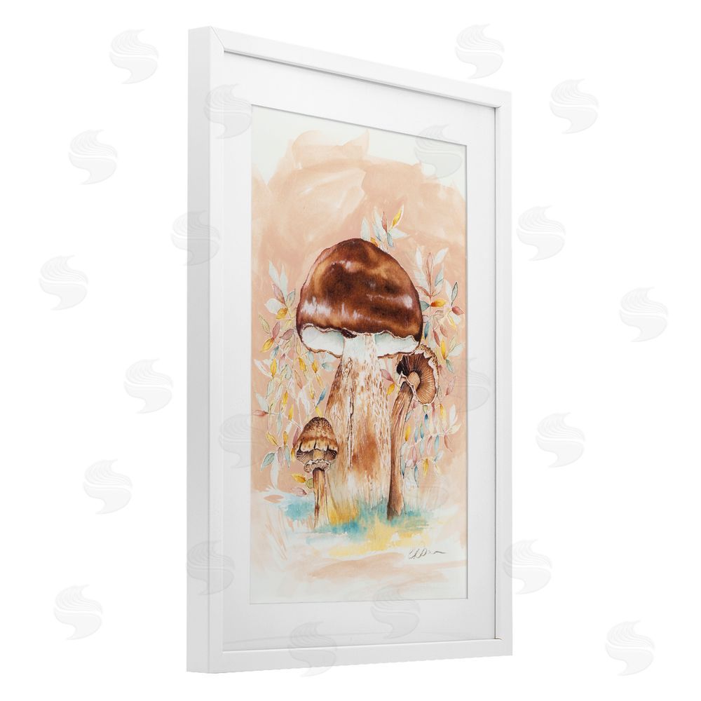 Cady Driver Brown Earthy Mushroom Trio White Framed Print Under Glass with Mat Wall Art
