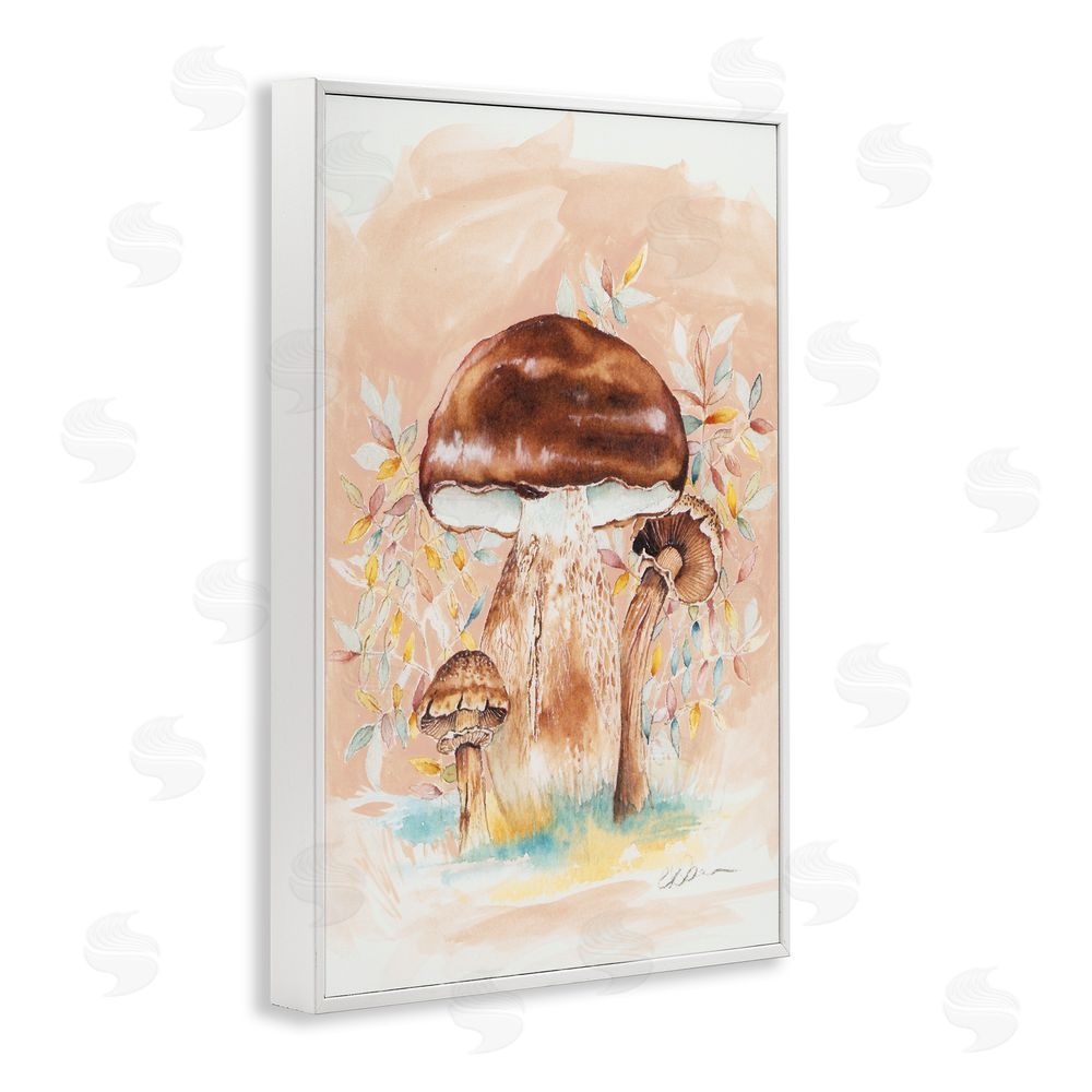 Cady Driver Brown Earthy Mushroom Trio White Framed Giclee Wall Art Print
