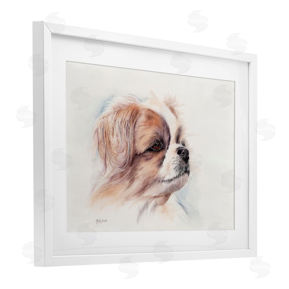 Cady Driver Expressive Dog Face Portrait White Framed Print Under Glass with Mat Wall Art