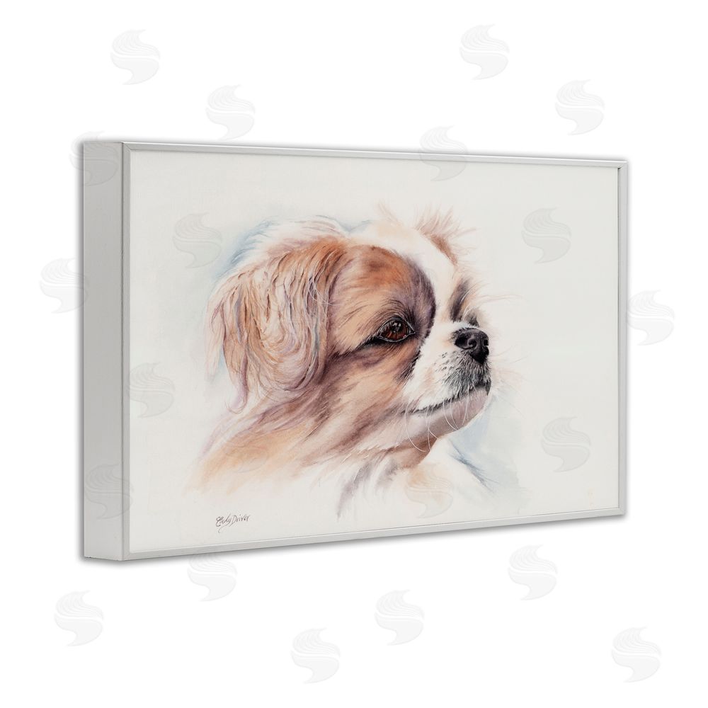 Cady Driver Expressive Dog Face Portrait White Framed Giclee Wall Art Print