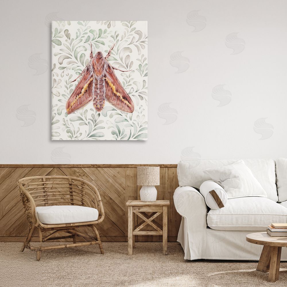Cady Driver Moth Over Leaf Sprigs Canvas Art on Wall