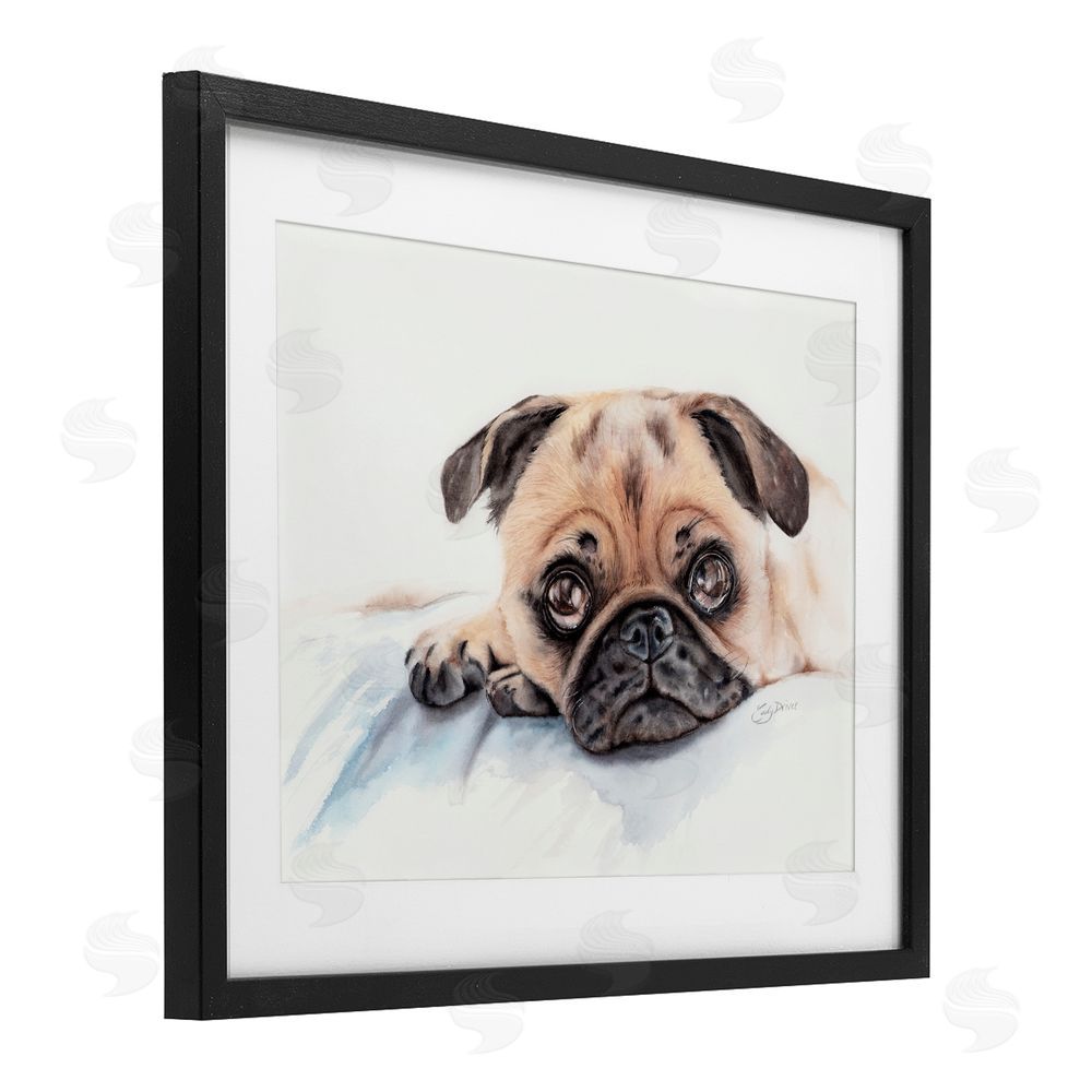 Cady Driver Innocent Pug Relaxing Black Framed Print Under Glass with White Mat Wall Art