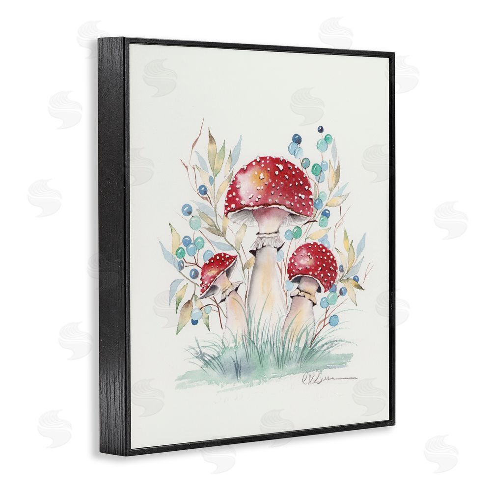 Cady Driver Toadstool Mushroom Trio Black Framed Giclee Wall Art Print